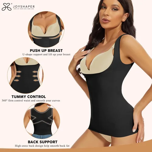 Vista 2 de JOYSHAPER Camiseta sin mangas de compresión para mujer, con control de abdomen, para adelgazar