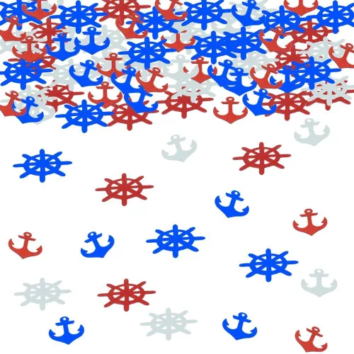 Vista 4 de Anchor Timón Confeti patriótico náutico fiesta temática náutica baby shower recorte náutico rojo blanco azul rojo blanco azul 1.5 onzas 1400 piezas