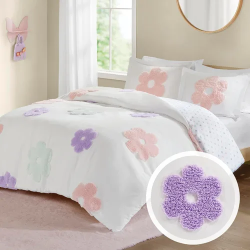 Vista 14 de Intelligent Design Kids Cosmos Juego de Edredón Tamaño Twin – Chenilla Tufted con Estrella Azul y Luna, Ropa de Cama Reversible de 2 Piezas