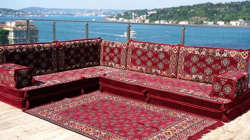 Vista 2 de arabicsofa Sofás árabes de sala de estar árabes hechos a mano, asiento modular Majlis, cojín otomano marroquí con respaldo
