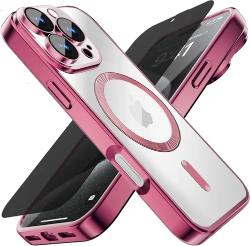 Vista 24 de Misscase Funda MagSafe compatible con iPhone 12 Pro Max con protector de lente de cámara, protección completa, funda magnética transparente