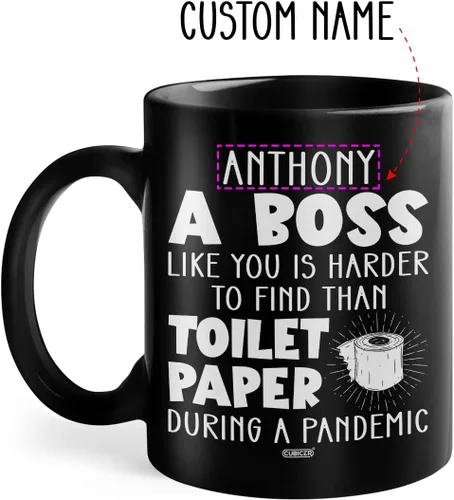 Vista 2 de CUBICER Taza de café de cerámica negra personalizada, tazas divertidas con refranes, regalos de Navidad para mujeres, gerentes, hombres y adultos