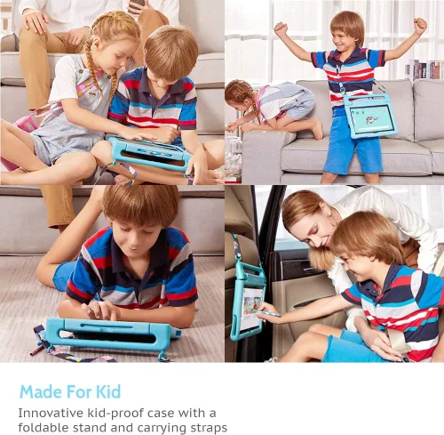 Vista 4 de Tablet para niños Dragon Touch de 10 pulgadas con pantalla IPS HD Android, 32 GB de almacenamiento, 2 GB de RAM, procesador Quad Core, KIDOZ