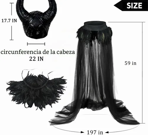 Vista 2 de UQJE Disfraz de bruja gótica para mujer, falda de tul, chal de plumas y Negro1