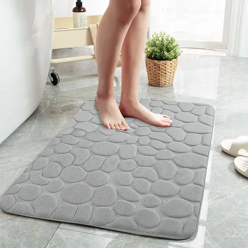 Vista 16 de Tapete de baño negro de secado rápido, 24 x 36 pulgadas, antideslizante, de espuma viscoelástica, lavable a máquina