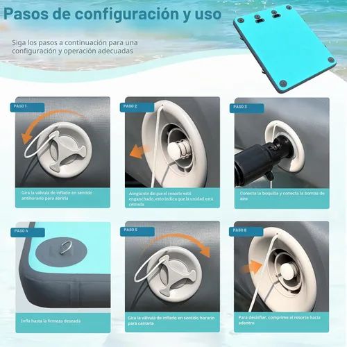 Vista 7 de Plataforma flotante inflable del muelle con la escalera suave Gris claro+negro