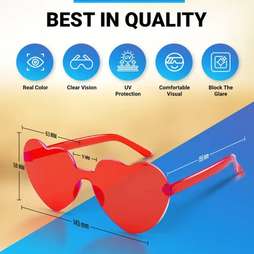 Vista 5 de Paquete de 12 lentes de sol de corazón para mujer, resistentes lentes de sol en forma de corazón para regalos de orgullo y despedida de soltera