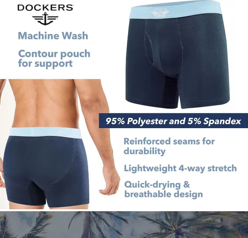Vista 5 de Dockers Mens Boxer Briefs Microfiber Mens Boxers Underwear for Men Pack of 4