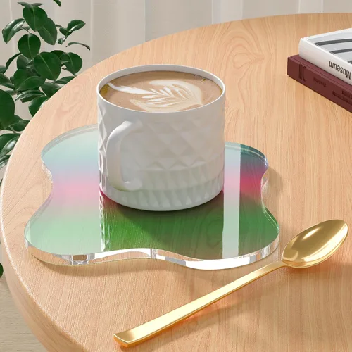 Vista 26 de Posavasos Decorativos de Acrílico, Posavasos Irregulares para Bar y Bebidas, Posavasos para Taza de Café con Forma de Nube Transparente, Perfecto