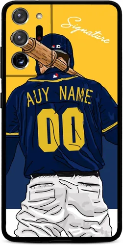 Vista 21 de Funda de béisbol personalizada con nombre y número para Samsung Galaxy Note 20/20 Ultra 10 Pro Note 9 8, silicona líquida con protección de cámara