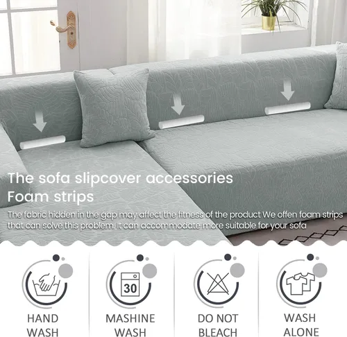 Vista 4 de OKYUK Funda para sofá modular en forma de L, 2 fundas de sofá impresas de alta elasticidad de 3 + 3 asientos + 2 fundas de almohada, protector