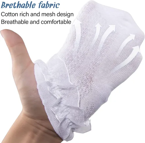 Vista 4 de Calcetines de encaje con volantes para bebés y niñas pequeñas, con ojales, de malla, de algodón, suave, con volantes, 1-9T