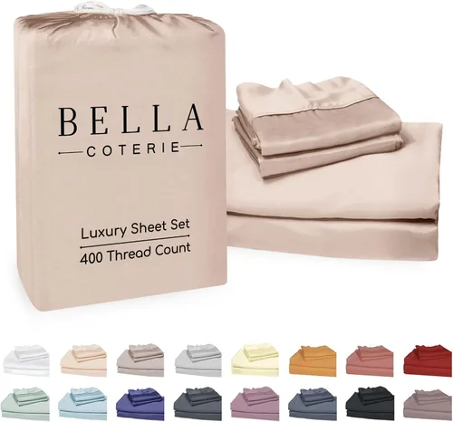 Vista 32 de Bella Coterie - Juego de sábanas tamaño individual, viscosa de bambú, de cultivo orgánico, ultrasuaves, refrescantes para calurosos, esquinas tipo