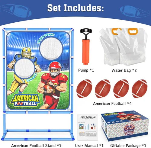 Vista 6 de Polkoliye Juego de lanzamiento de fútbol con 4 bolas inflables, juguete de tiro de fútbol para interiores y exteriores, para niños de 4 a 7 años, 8