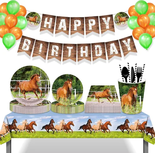 Vista 3 de Lide Road Mantel de carreras de caballos, paquete de 3 fundas de mesa de caballos de 54 x 87 pulgadas, suministros para fiesta de caballos, manteles