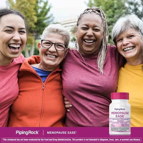 Vista 6 de Piping Rock Suplemento para aliviar la menopausia 100 cápsulas Soporte avanzado para mujeres con cohosh negro y ñame silvestre Sin OMG, sin