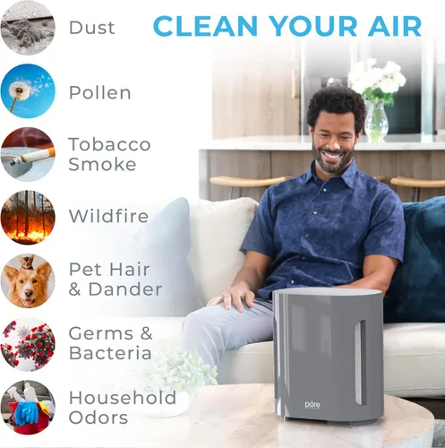 Vista 2 de Pure Enrichment PureZone - Purificador de aire para dormitorio y sala de estar, filtración de 4 etapas y luz UV-C, el filtro HEPA H13 ayuda a
