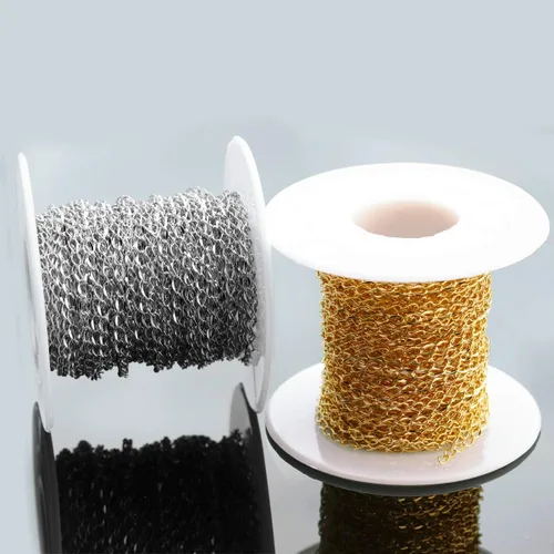 Vista 6 de Cadenas de cable torcidas de acero inoxidable de oro de 33FT 0.079 in para fabricación de joyas Dorado