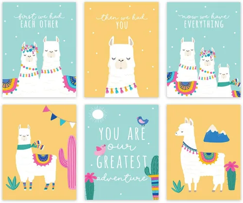 Vista 8 de Andaz Press Póster de arte de pared colgante sin marco para habitación de niños con temática de llama, 8.5 x 11 pulgadas, aguamarina, bonitos