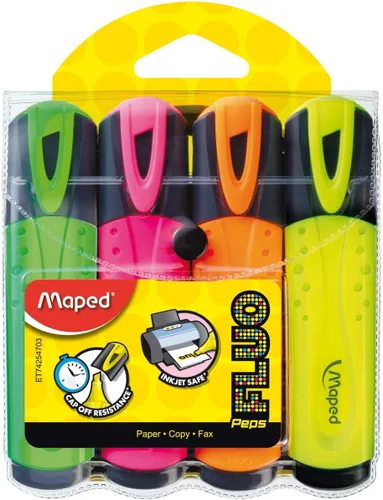 Vista 2 de Maped Fluo Peps 742547 - Resaltadores clásicos, colores surtidos, paquete de 4