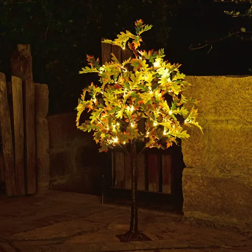 Vista 2 de Lightshare Árbol de roble iluminado de 4 pies con 48 LED, color blanco cálido, vegetación artificial con luces para boda, vacaciones, hogar, fiesta