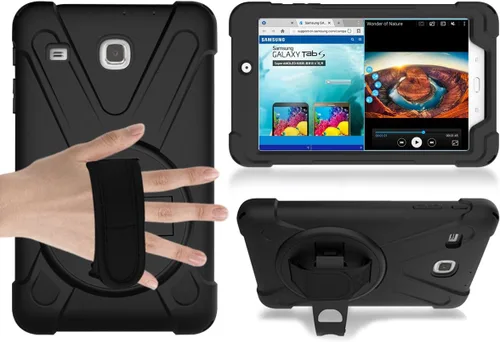 Vista 3 de Funda para Samsung Galaxy Tab E 8.0, resistente híbrida, a prueba de golpes, con función atril y correa de mano para Samsung Galaxy Tab E 32GB