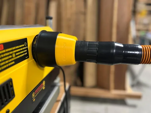Vista 3 de Adaptador de manguera de 2 1/2 pulgadas compatible con cepilladora Dewalt DW735 y DW735x - ¡Hecho en EE. UU!