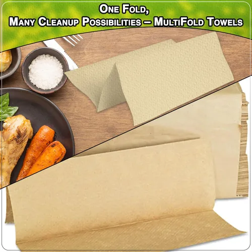 Vista 6 de Toallas de papel Kraft MultiFold - Paquete de 2-250 ct. Total de 500 toallas
