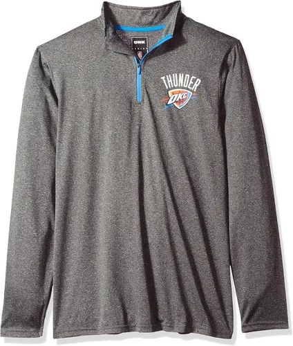 Vista 45 de Ultra Game Camiseta oficial de la NBA de manga larga con cremallera corta para hombre Gris Caliente Carbón