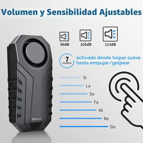 Vista 5 de WSDCAM Sistema de alarma con sensor de vibración antirrobo de 113 dB para bicicleta eléctrica, motocicleta, carrito de golf, remolque, buzón, puerta