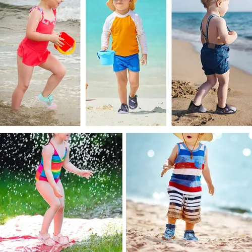 Vista 2 de Centipede Demon Zapatos de agua para niños y niñas, calcetines acuáticos descalzos para natación, playa, calcetines de verano, transpirables