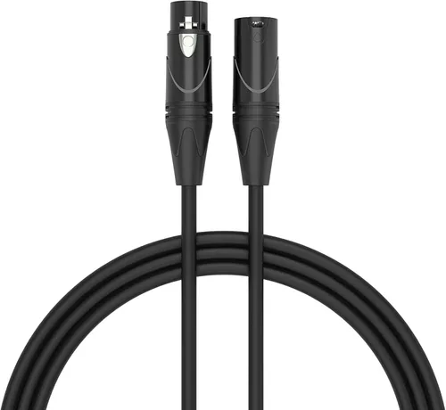Vista 5 de MFL. Cable DMX de 3 pines XLR macho a hembra de 15 pies para iluminación de escenario, luces DJ 22 AWG 110 ohmios, conector negro, paquete de 4