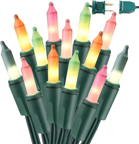 Vista 14 de BrizLabs Luces de Navidad transparentes, 50 unidades, luces incandescentes blancas cálidas, mini cadena de luz conectable, luces de árbol de Navidad