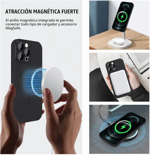 Vista 2 de ankofave Funda magnética para iPhone 12 Pro Max para mujer, a prueba de golpes, diseño metálico de lujo mate con protector completo de lente de Negro