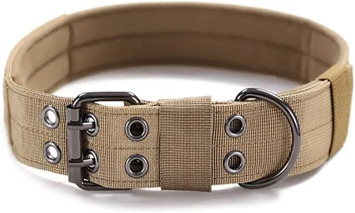 Vista 9 de Collar táctico para perro, collar militar ajustable con anillo en D de metal y hebilla, collar de entrenamiento de nailon resistente para perros