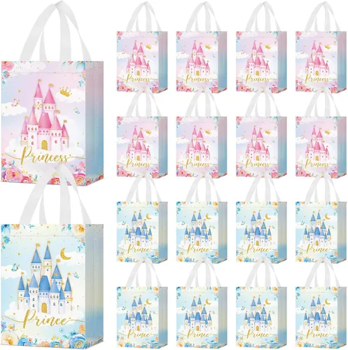 Vista 17 de Locmeo 24 bolsas de favor de fiesta de mariposa con asas, reutilizables, no tejidas, bolsas de dulces de mariposa rosa, azul y morado, bolsa
