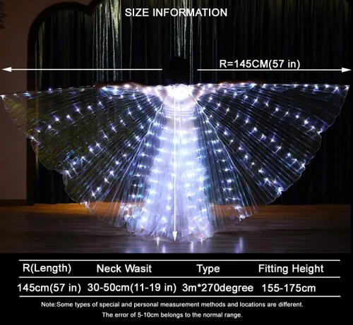 Vista 6 de Alas LED Isis Glow Light Up Disfraces LED Performance Carnaval Capa para EDC Azul
