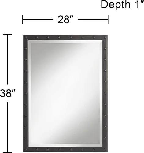 Vista 6 de Uttermost Braddock - Espejo de pared rectangular decorativo con marco de metal negro moderno, biselado de 28 pulgadas de ancho, decoración