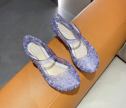 Vista 6 de Sandalias de gelatina para niñas, zapatos de vestir de princesa para niña pequeña, talla 9, fiesta de baile de reina, cosplay, gelatinas, disfraces