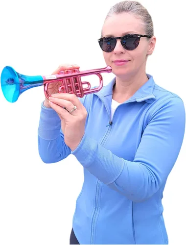 Vista 6 de Trompetas metálicas (13 pulgadas), juguetes musicales de plástico para niños, instrumentos que hacen ruido para fiestas de cumpleaños, regalos