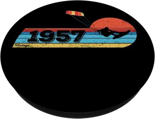 Vista 2 de Kitesurfer Kitesurfing Birthday Vintage 1957 born Kitesurf PopSockets Standard PopGrip