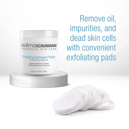 Vista 2 de Wilma Schumann Almohadillas astringentes purificadoras para cara, paquete de 60 – Ideal para pieles grasas y propensas al acné – Almohadillas