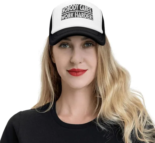 Vista 7 de Nobody Cares Work Harder Trucker Hat Gorra de béisbol para mujeres y hombres, sombrero de papá, sombrero de vaquero de golf, sombreros de sol