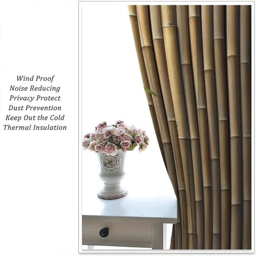 Vista 5 de Cortinas de bambú 3D impresas para exteriores, cortinas de bambú natural japonés zen, sala de estar, cocina, bolsillo para barra, cortinas