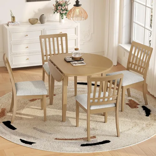 Vista 10 de P PURLOVE Juego de comedor redondo de 3 piezas para 2, mesa de madera
