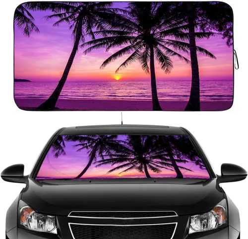 Vista 17 de Gven Parasol para Parabrisas de Coche, Parasol de Coche de Diseño Artístico Plegable, Parabrisas con Visor Solar Reflectante de Calor para Verano