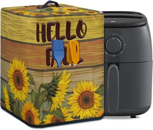 Vista 9 de Cubierta para freidora de aire con diseño de estrella de mar de playa, funda protectora rectangular con bolsillo y asa para olla a presión