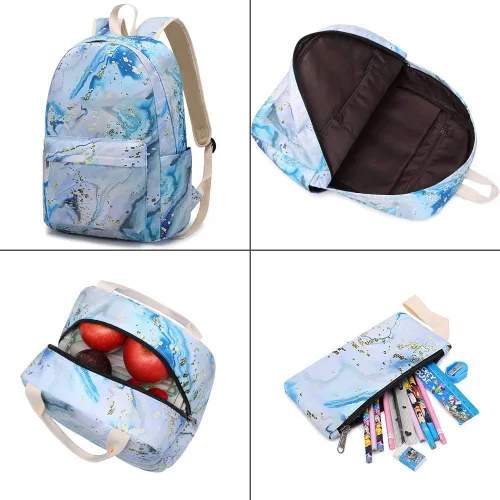 Vista 4 de BLUBOON - Mochila escolar para niñas y adolescentes con compartimento para laptop, lonchera y estuche para lápices