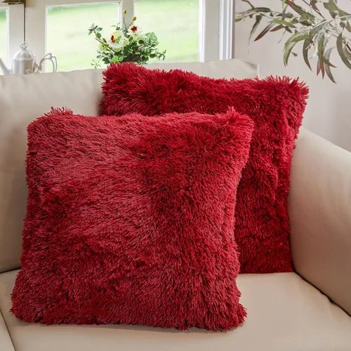 Vista 12 de Cheer Collection Almohadas Decorativas para Sofá y Cama, Almohadas Decorativas Suaves de Pelo Largo con Rellenos Incluidos, Acogedoras Almohadas