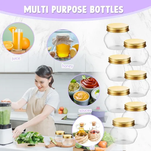 Vista 6 de Hsei 48 tarros de plástico transparente de 4 onzas con tapas de boca ancha, mini recipientes de almacenamiento a granel para hierbas, gelatina